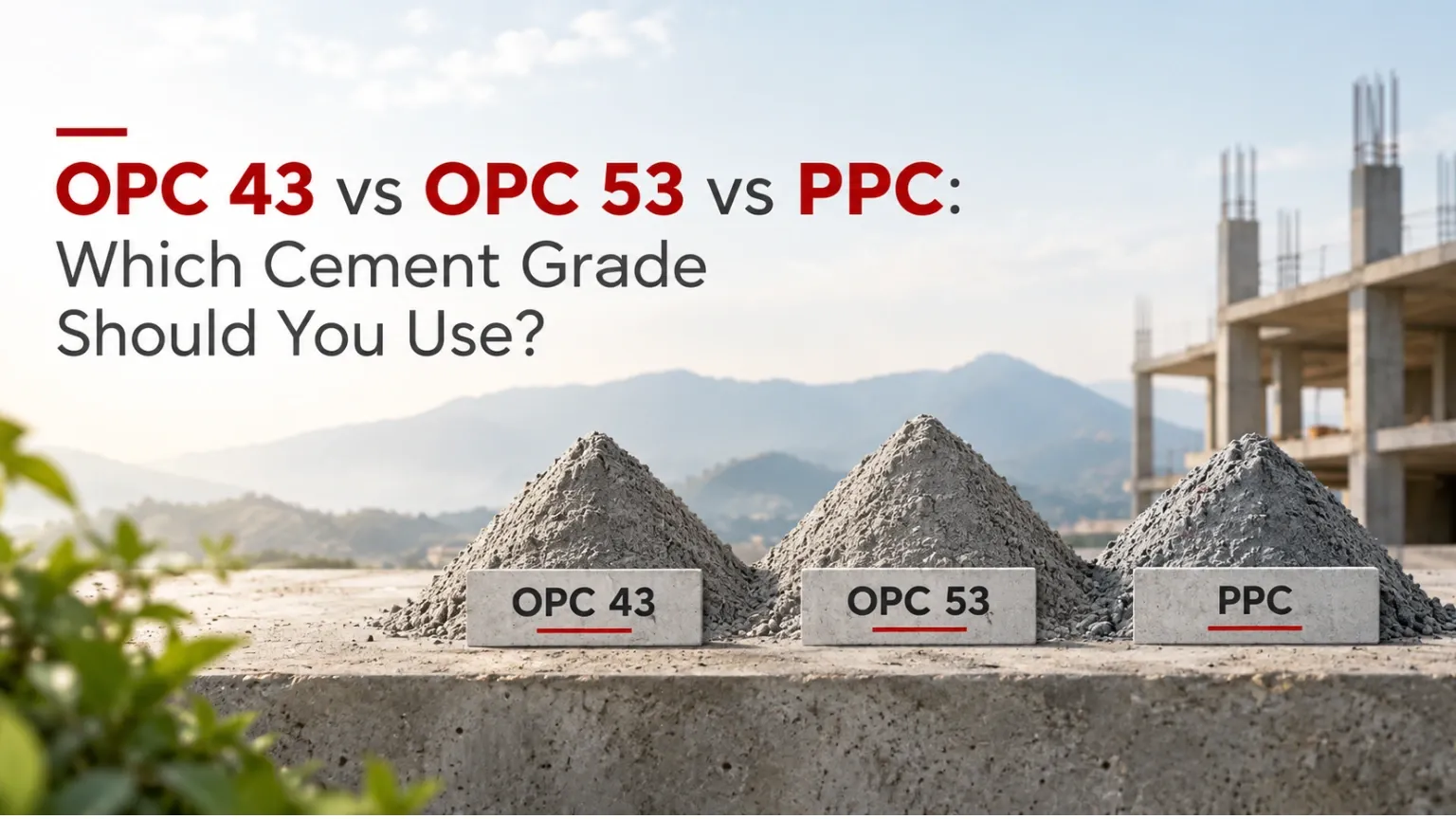 OPC 43 vs OPC 53 vs PPC Cement: Which Is Best?