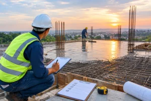 Construction Inspection at Sunset